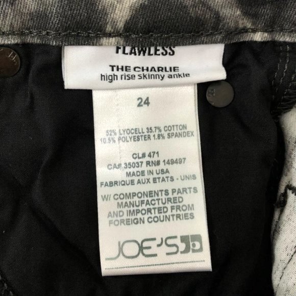 New Joe's Jeans Leopard Print High Rise Raw Hem Skinny Ankle Jeans Grey Size 24 - Picture 14 of 16